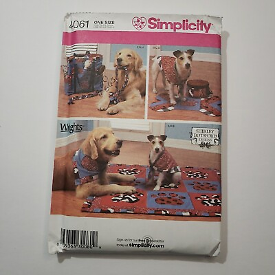 #ad Simplicity 4061 Dog Accessories Bowl Blanket Scarf Place Mat Toy Sewing Pattern $5.99