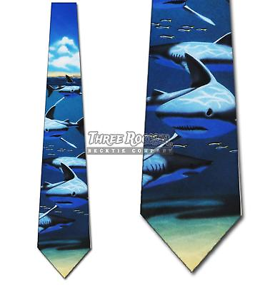 #ad Shark Tie Mens Animal Sharks Necktie Fish Neck Ties NWT $18.75