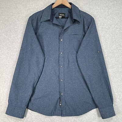 #ad Marmot Shirt Men M Blue Lightweight Long Sleeve Hiking Outdoor Pocket Button Up $22.49