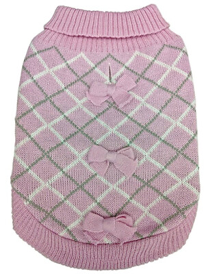 #ad Fashion Pet Pretty in Plaid Dog Sweater Pink $12.65