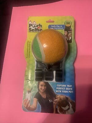 #ad NEW Pooch Selfie: Orange Green Squeaky Tennis Ball Dog Selfie Phone Accessory $8.99