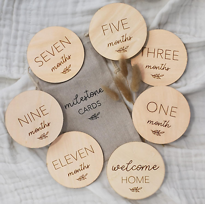 #ad Beautiful Baby Monthly Milestone Cards the Perfect Wooden Discs for Adorable M $12.78