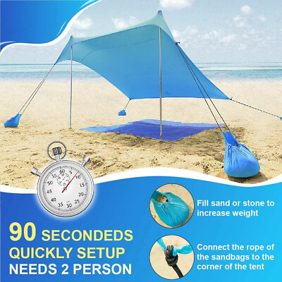 #ad Beach Tent Sun Shelter Portable Sun Shade Canopy Awning with Sandbag 7.6ftx7.2ft $34.96
