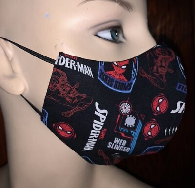 #ad Spiderman Adult Cotton Fabric Face Mask Mascarilla Reusable Adjustable Facemask $8.00