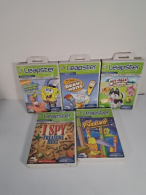 #ad Lot Of 5 Leapfrog Leapster Learning Games W Cases $20.00