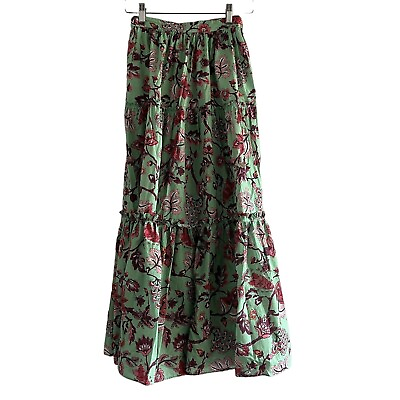 #ad Derek Lam 10 Crosby Skirt Size 2 Floral Midi Green FLAWS Upcycling $15.99