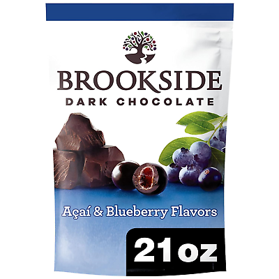 #ad BROOKSIDE Dark Chocolate Acai and Blueberry Flavored Snacking Chocolate Bag 21 $11.82
