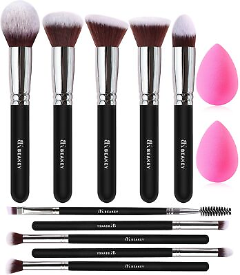 #ad BEAKEY Soft Make up Brushes Gentle on Skin Effective Application 12Pcs Prem... $16.30