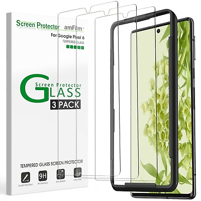 #ad 3 Pack amFilm Google Pixel 6 Tempered Glass Screen Protector $11.99