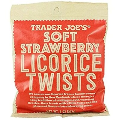 #ad Trader Joe#x27;s Licorice Twists Soft Strawberry Candy 8 oz. each bag FRESH 5 Pack $26.99