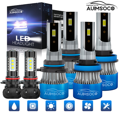 #ad LED Headlight Kit 6x For Ford F 150 2015 2021 White High Low Beam amp; Fog Bulbs $62.99