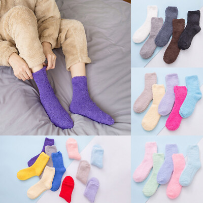 #ad 1Pair Women Thick Socks Warm Sock Plush Fluffy Cozy Winter Fuzzy Bed Floor AU $3.69
