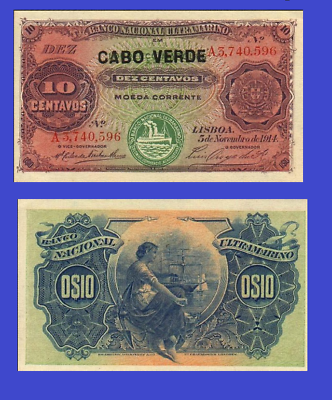 #ad CAPE VERDE 10 centavos 1921 Copy $9.89