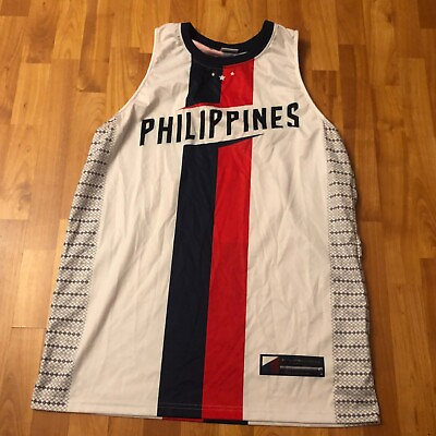 #ad My Philippines Pilipinas Basketball Jersey Red White Blue 3 Stars Top Size Large $50.00