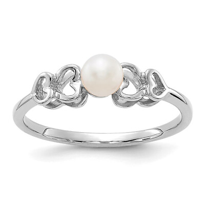 #ad 14K White Gold 4mm Freshwater Cultured Pearl Ring $207.00