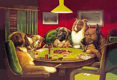 #ad Dog Poker #x27;Is the St. Bernard Bluffing?#x27; by C.M. Coolidge Art Print $285.99