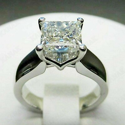 #ad 3 Ct Princess Cut Moissanite Solitaire Engagement Ring Real 925 Sterling Silver $80.23