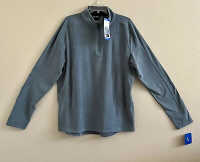 #ad NEW Mens LARGE Quarter Zip Pullover Shirt Sweatshirt Lightweight Fleece Blue $19.95