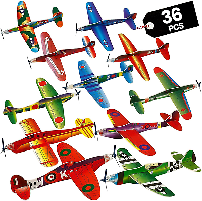 #ad Bedwina Glider Planes Bulk Pack of 36 8 Inch Bomber Airplane Gliders for Kids $19.48