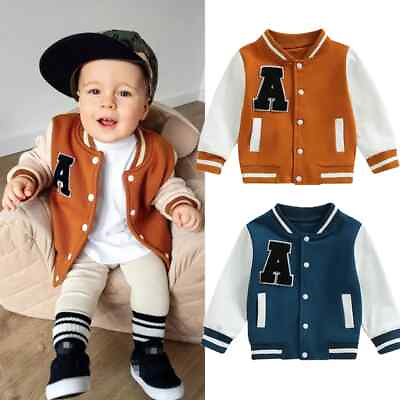 #ad Toddler Baby Girl Baseball Jacket Color Block Button Down Casual Sports Outwear $26.12