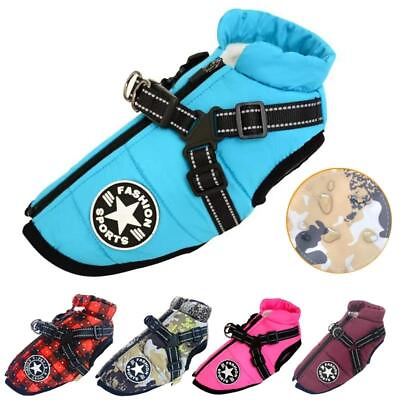 #ad Pet Dog Jacket with Harness Winter Warm Dog Clothes for Labrador Waterproof nice $12.95