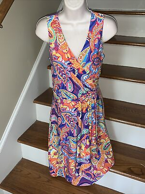 #ad Rich POLO LAUREN RALPH LAUREN Paisley Vibrant Bright Dress NEW NWOT Sz XS 💗180 $85.00