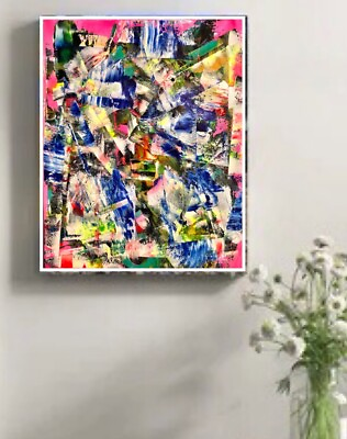 #ad ORIGINAL ABSTRACT MODERN ART 16x20 COLLECTIBLE READY TO HANG UNIQUE PAINTING $72.00