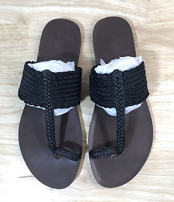 #ad Lucky Brand Sandals Women Misses Black Brown Boho Braided Size 10 New $25.00