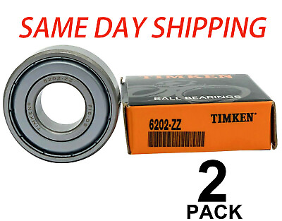 #ad 2PACK TIMKEN 6202 ZZ 15X35X11MM Double Metal Seal Ball Bearings $14.88