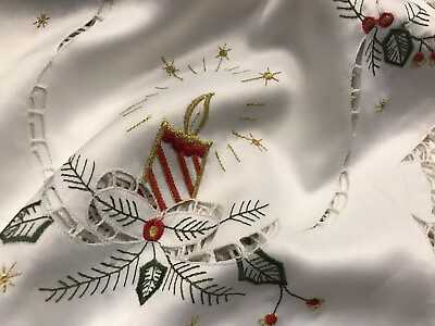 #ad 12 Pieces Christmas 14x20quot; Rectangle Polyester Embroidery Placemat Holiday Party $24.00