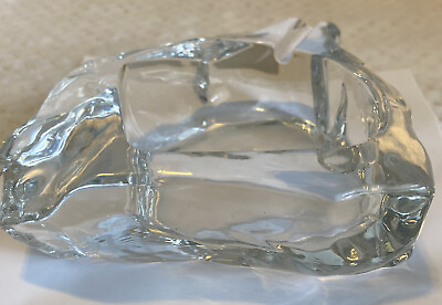 #ad crystal shape iceberg ashtray heavy clear unmarked Vintage home decor $58.50