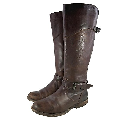 #ad Frye Womens Phillip 76844 Dark Brown Boot US 6.5 B Leather Zip Riding Biker Boot $71.98