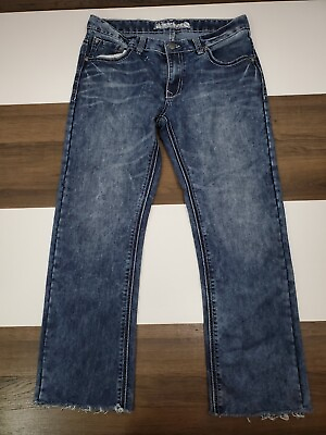 #ad MK Machine Mens Size 34x34 Designer Blue Jeans Whiskered Straight Leg $18.69