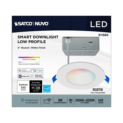 #ad Satco S11560 9W LED Direct Wire Low Profile Downlight 4quot; Round Starfish IOT $32.99