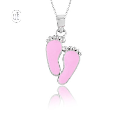 #ad Baby Feet Charm Necklace 925 Sterling Silver Handmade Meena Pendent Gift Jewelry $29.41