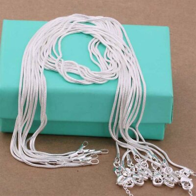 #ad Wholesale 10Pcs 925 Silver Solid Snake Chain Necklace Set Pendant Women Gift C $7.65