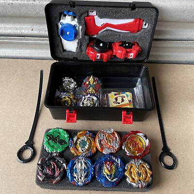 #ad Bey Burst Battling Top Game 12 Pieces 3 Launchers Storage Box RaPiDity Top Plate $28.41