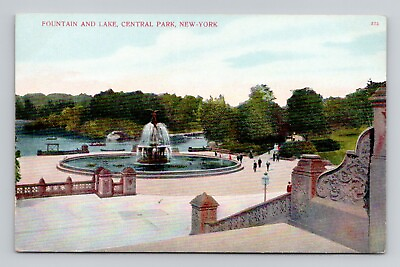#ad Postcard Fountain amp; Lake Central Park New York City NY Antique C17 $5.49