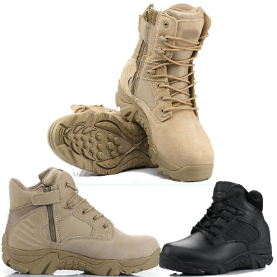 #ad Men Military Tactical Leather Boots Desert Combat Hiking Outdoor Army Shoes $37.50