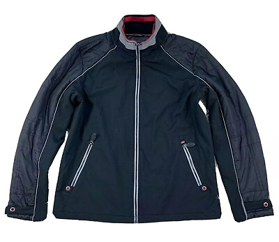 #ad Bugatchi Uomo Mens L Performance Jacket Black Mock Neck Zip Up Fleece Lined $29.99