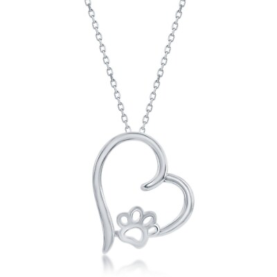 #ad Sterling Silver Heart Paw Print Pendant $28.00