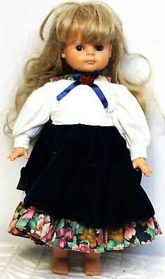 #ad Engel Puppen Doll 18quot; Blond Brown Eyes Velvet Dress Germany American Girl Pants $50.00