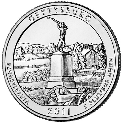 #ad 2011 D Gettysburg NP Quarter. ATB Series Uncirculated From US Mint roll. $2.29
