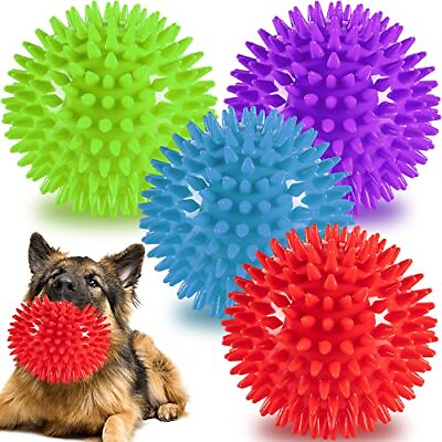 #ad 4.5” Heavy Duty Squeaky Dog Balls Toys for Medium Large Dogs 4 Pack Indestruc... $27.03