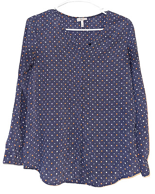 #ad Joie Womens Button Up 100% Silk Blouse Size Small Blue Orange Geometric Print $22.99