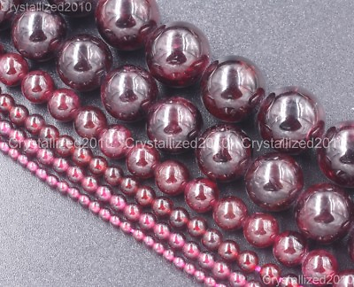 #ad Natural Dark Red Garnet Gemstone Round Beads 3mm 4mm 5mm 6mm 8mm 10mm 12mm 16quot; $5.15