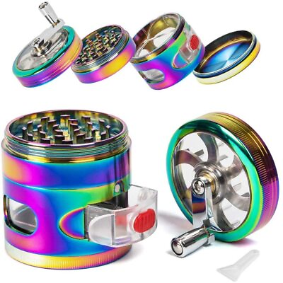 #ad 4 layer 2.5quot; Rainbow Spice Herb Grinder Tabacco Hand Crusher Aluminium Drawer C $24.79