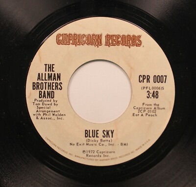 #ad Rock Nm 45 The Allman Brothers Band Blue Sky Melissa On Capricorn $50.00