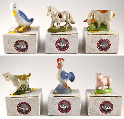 #ad WADE SET 5 FARMYARD WHIMSIE 2003 COMPLETE SET OF 6 WITH ORGINAL BOXES $99.99