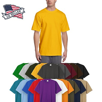 #ad Mens HEAVY WEIGHT T Shirts SUPERMAX Plain Tee BIG AND TALL 5XL Solid Crew Neck $21.99